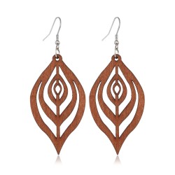 European And American Retro Style Wood Hollow Stud Earrings