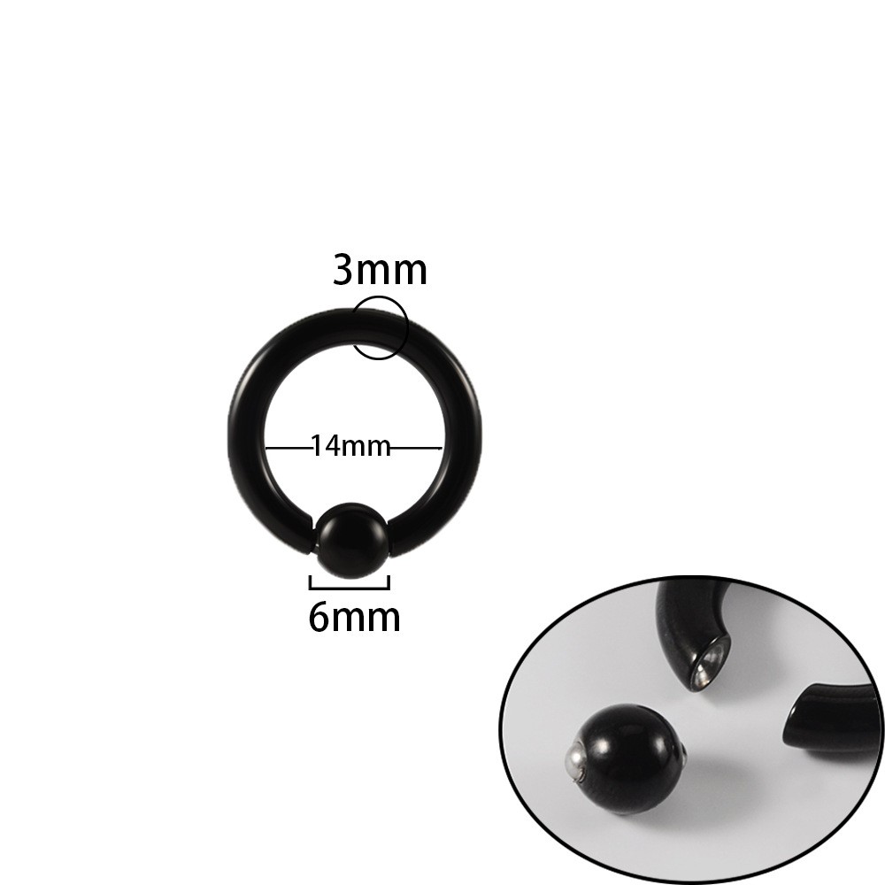 Stainless Steel Round Punk Spring Ball Nose Ring