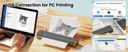 Impresora térmica portátil inalámbrica de 8,5" x 11" - Impresora móvil compacta sin tinta para el hogar, la oficina y viajes de negocios - Compatible con teléfono y portátil, gris, compatible con tamaño carta de EE. UU.