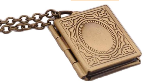 Fotorelicario con forma de libro de historias vintage