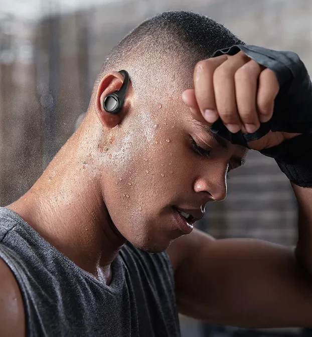 Auriculares Bluetooth verdaderamente inalámbricos con cancelación de ruido para juegos, deportes, correr, tipo intraaural.