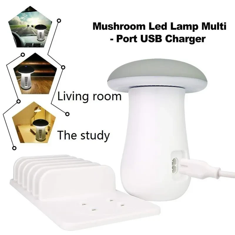 Portalámparas con forma de hongo y cargador USB
