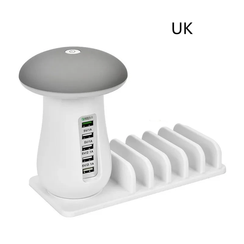 Portalámparas con forma de hongo y cargador USB