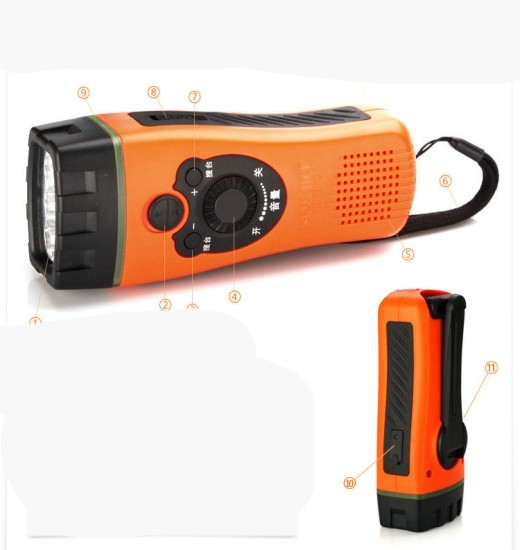 Radio de iluminación con linterna de emergencia militar