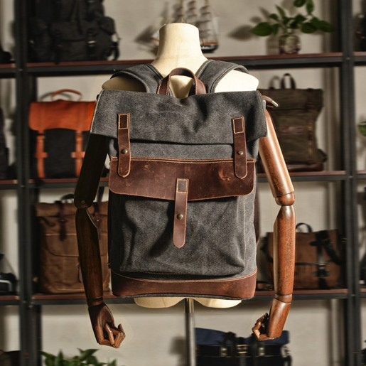 Mochila militar de lona para exteriores para viajes al aire libre