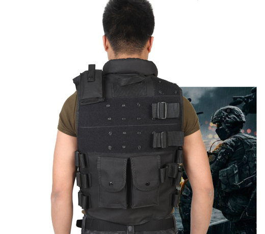 Chaleco táctico negro para hombre, chaleco militar de caza.
