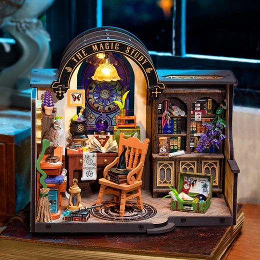 Kit de casa en miniatura ROBOTIME para armar, estudiar magia, manualidades, modelos DG166