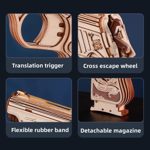 ROBOTIME - Rompecabezas 3D de madera con escondite, pistola, construcción mecánica, modelos y kits de manualidades