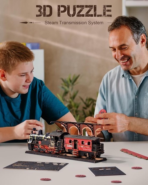 Kits de modelos ROBOTIME Steam Journey, rompecabezas de madera 3D, decoración del hogar, manualidades, regalos para adultos, hombres, niños y niñas, TGS01