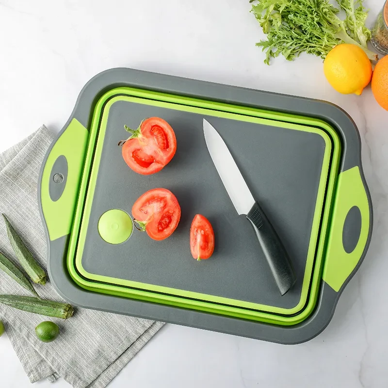 Tabla de cortar plegable multifuncional para fregadero de cocina
