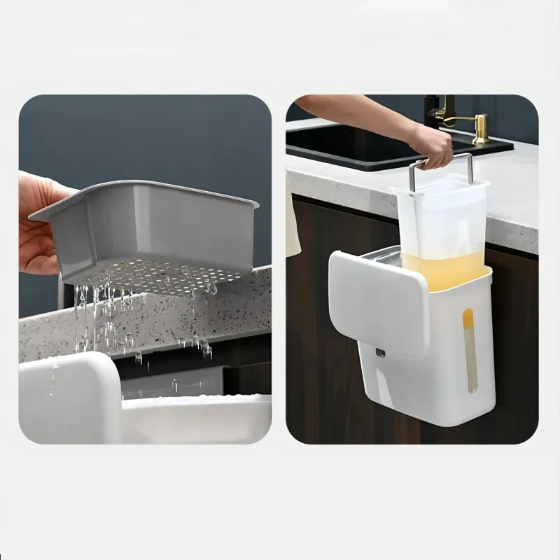 Cubo de basura con separación de residuos secos y húmedos para cocina doméstica colgante