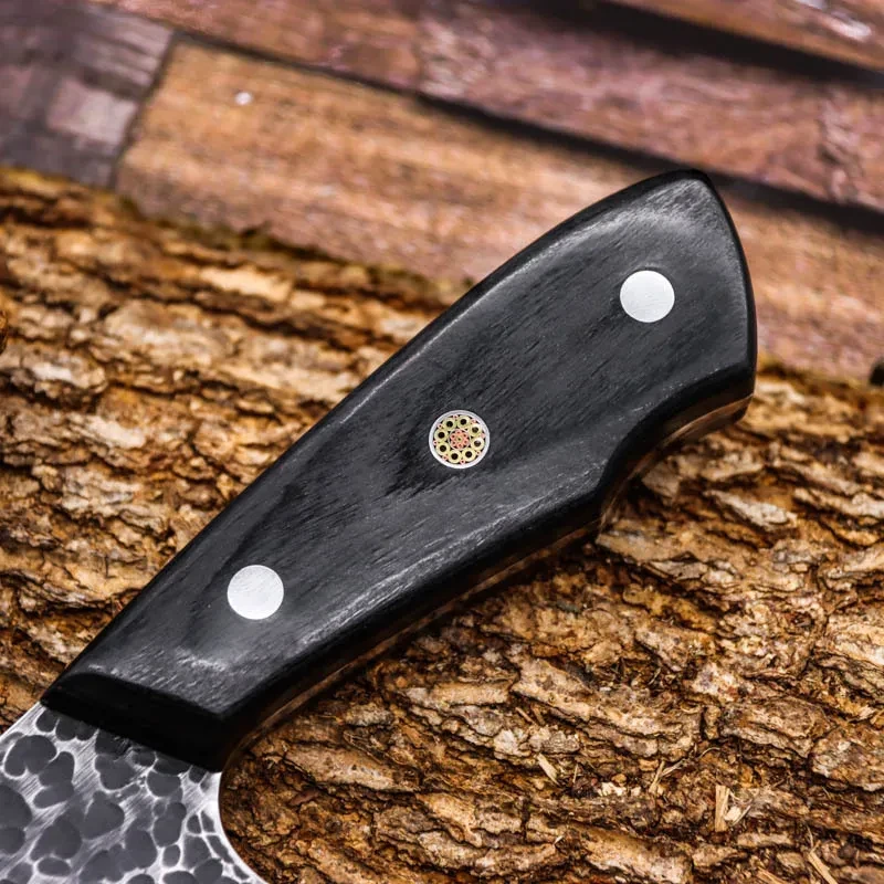 Cuchillo de cocina martillado a mano de acero inoxidable para exteriores