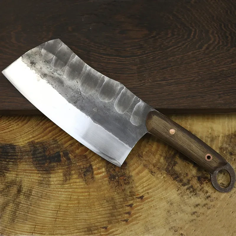 Cuchillo de cocina forjado a mano, cuchillo de hierro antiguo, cuchillo de cocina doméstico