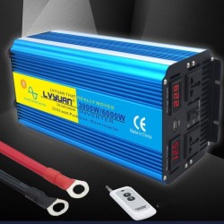 Inversor de onda sinusoidal pura de alta potencia para coche, con pantalla digital dual de 3000 W y 6000 W, de 12 V, 24 V a 220 V, con control remoto