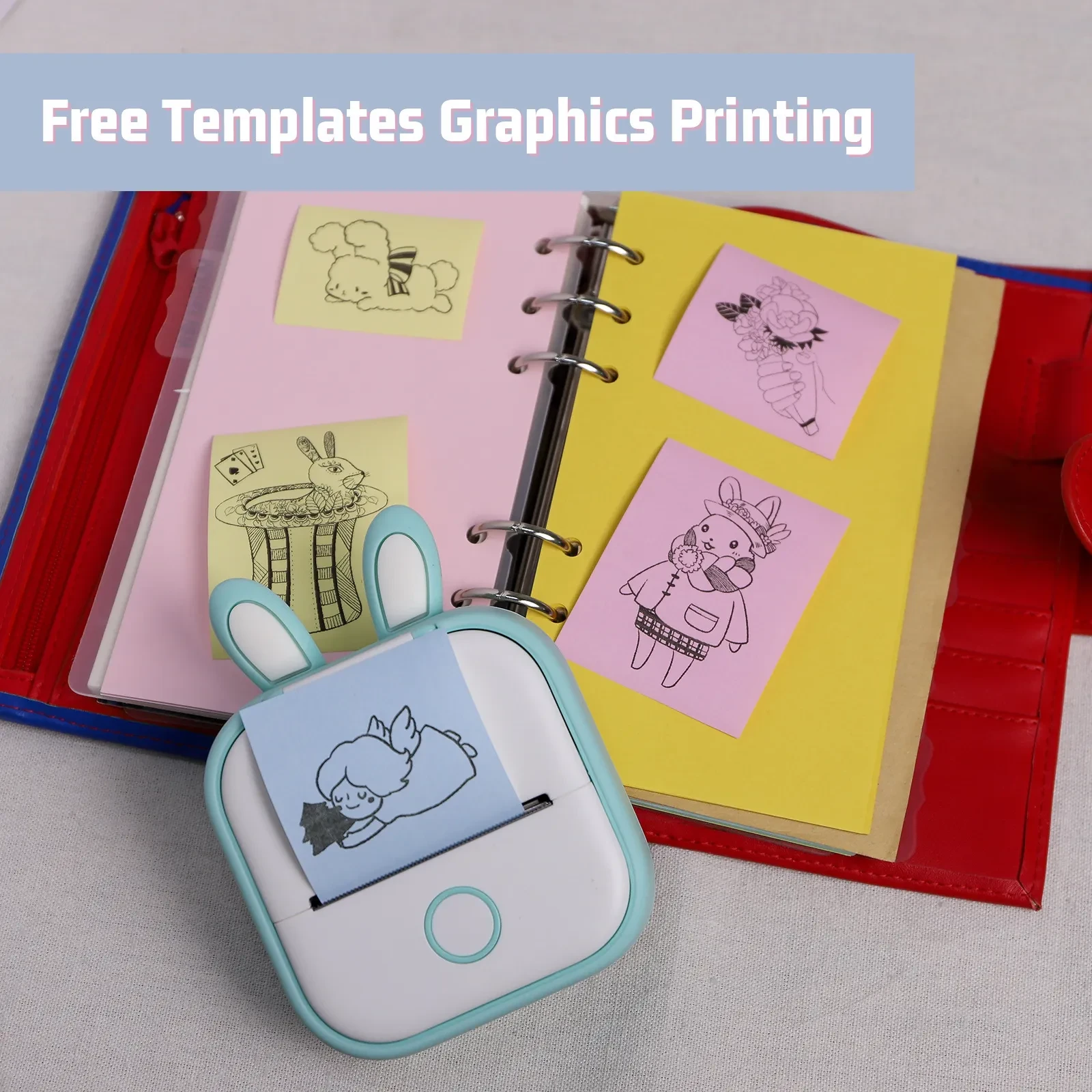 Mini impresora fotográfica portátil con funda de silicona