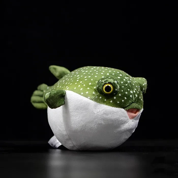Simulación de lindo muñeco de pez globo, muñeco globo verde