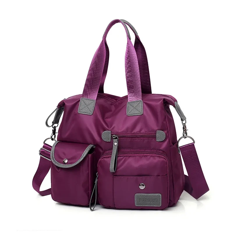 Bolso de hombro multibolsillos de gran capacidad para mujer, de nailon, impermeable, informal, tipo mensajero, para desplazamientos diarios.