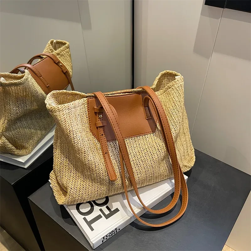 Bolso de mano tejido de gran capacidad y moda