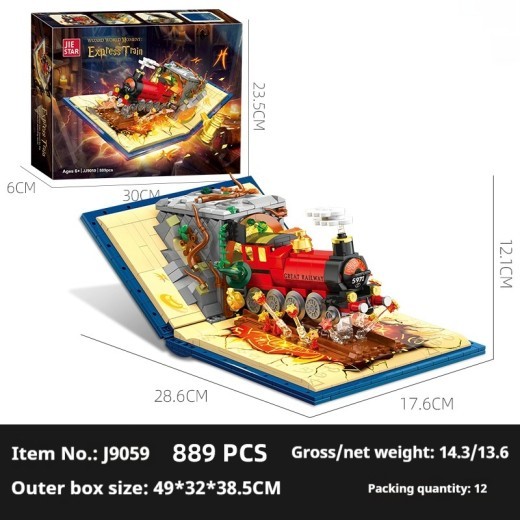 Modelo de tren decorativo, bloques de construcción de partículas pequeñas, juguete de regalo