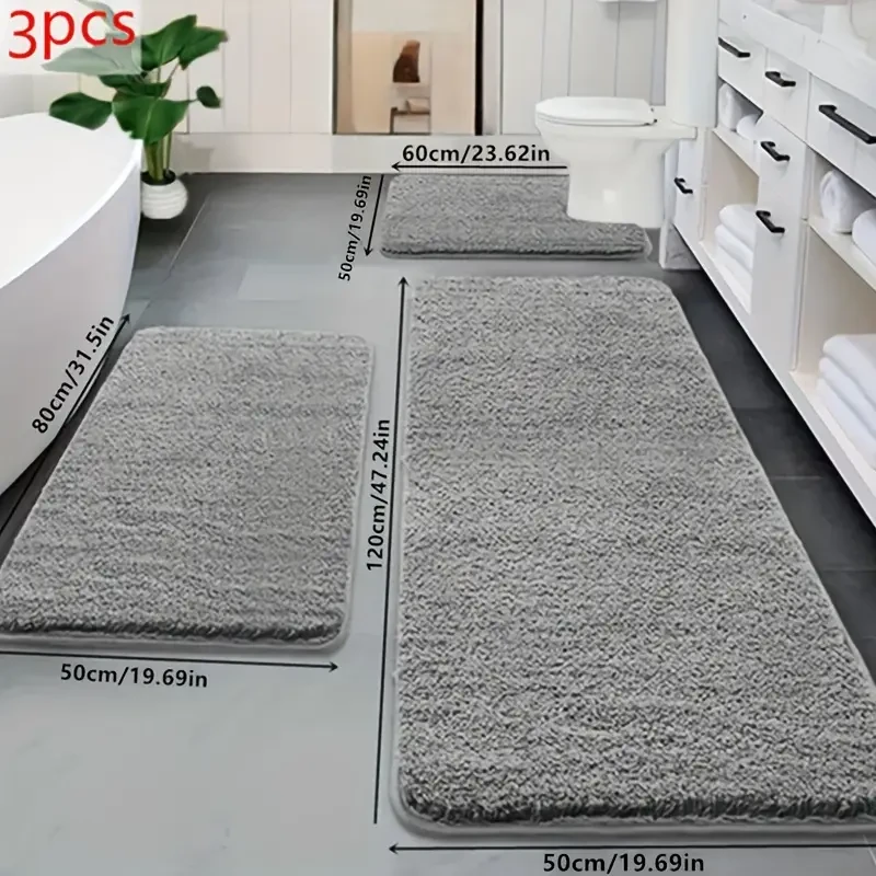 3pcs Bathroom Floor Mat Set