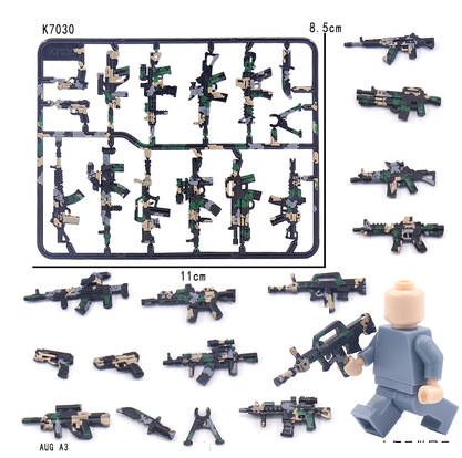 Bloques de construcción pintados con camuflaje de las Fuerzas Especiales Militares y de la Policía