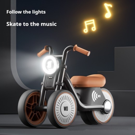 Andador infantil con ruedas giratorias y balanceo deslizante de tres ruedas