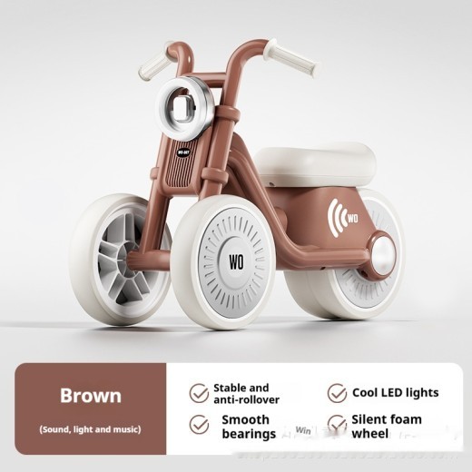 Andador infantil con ruedas giratorias y balanceo deslizante de tres ruedas