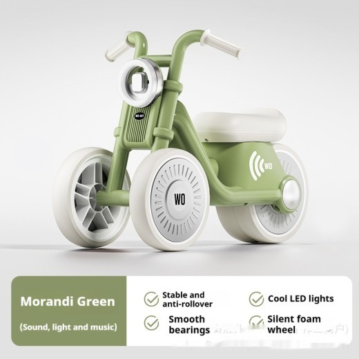 Andador infantil con ruedas giratorias y balanceo deslizante de tres ruedas