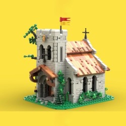 Juego de bloques de construcción de partículas pequeñas para ensamblar, modelo de iglesia