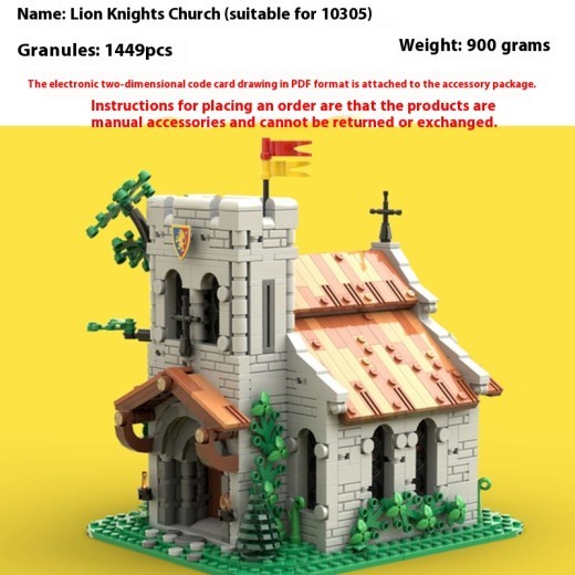 Juego de bloques de construcción de partículas pequeñas para ensamblar, modelo de iglesia