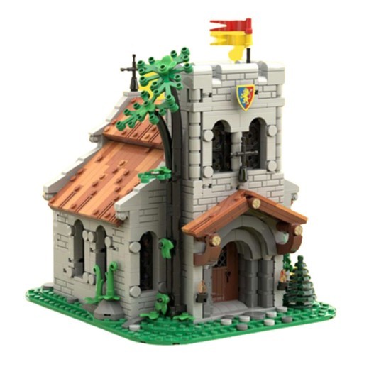 Juego de bloques de construcción de partículas pequeñas para ensamblar, modelo de iglesia
