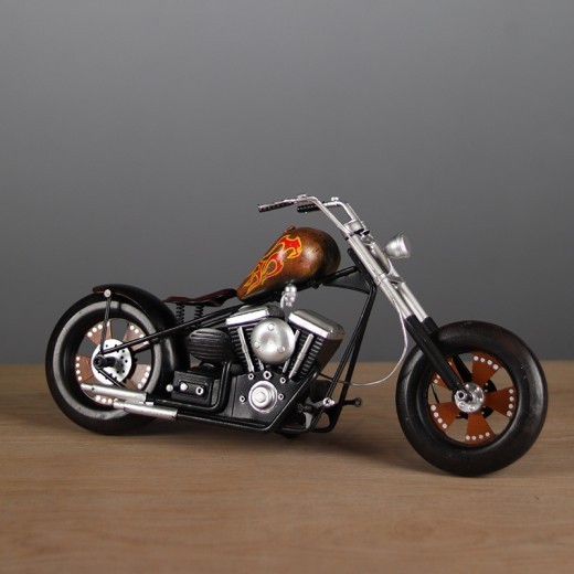 Modelo de motocicleta de metal hecho a mano, locomotora nostálgica
