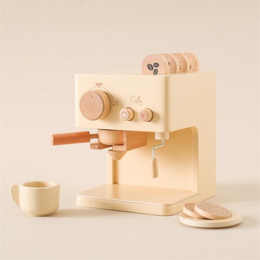Máquina de café de simulación para niños, rompecabezas de madera para bebés, juguetes educativos de bloques de construcción tempranos