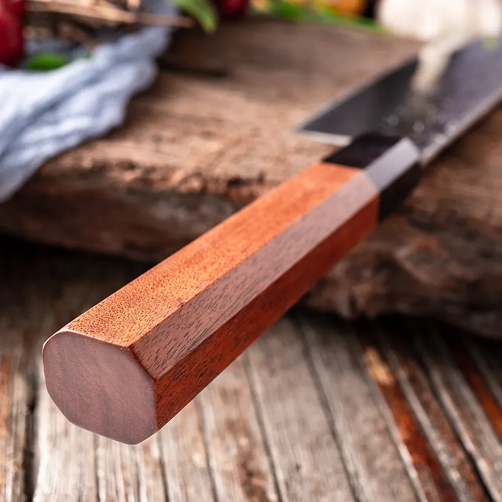 Cuchillo de cocina de ébano hecho a mano de acero inoxidable al carbono