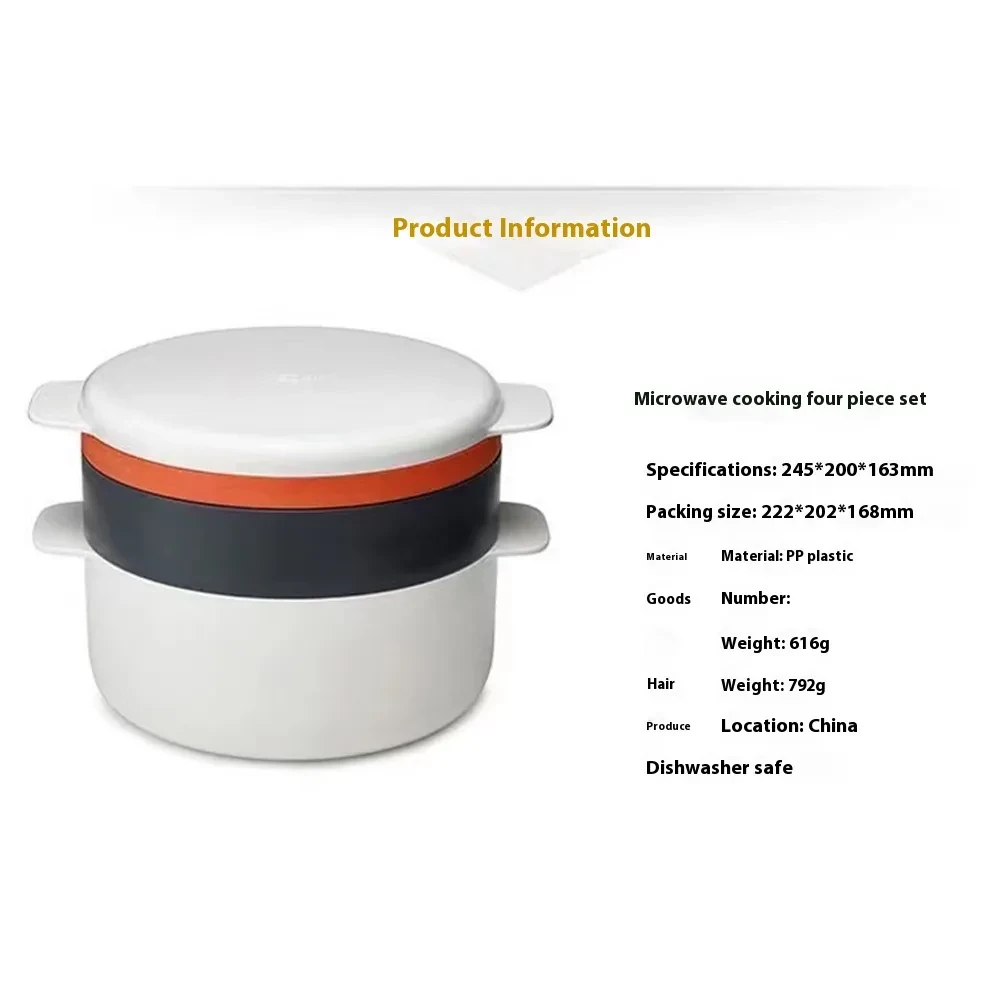 Recipiente multifuncional de plástico para cocinar al vapor en el horno microondas de cocina