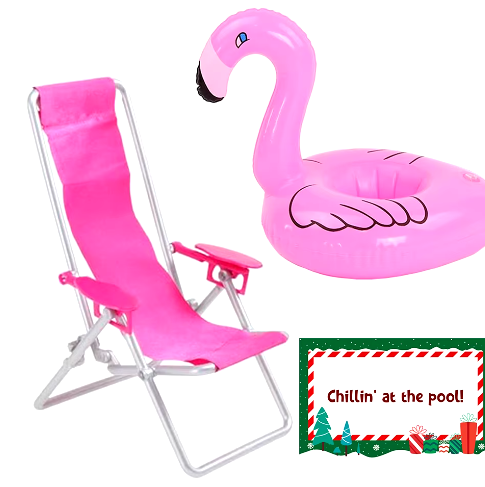 Adorno navideño creativo, minisilla de playa, juego de anillos de natación, accesorios para muñecas elfas