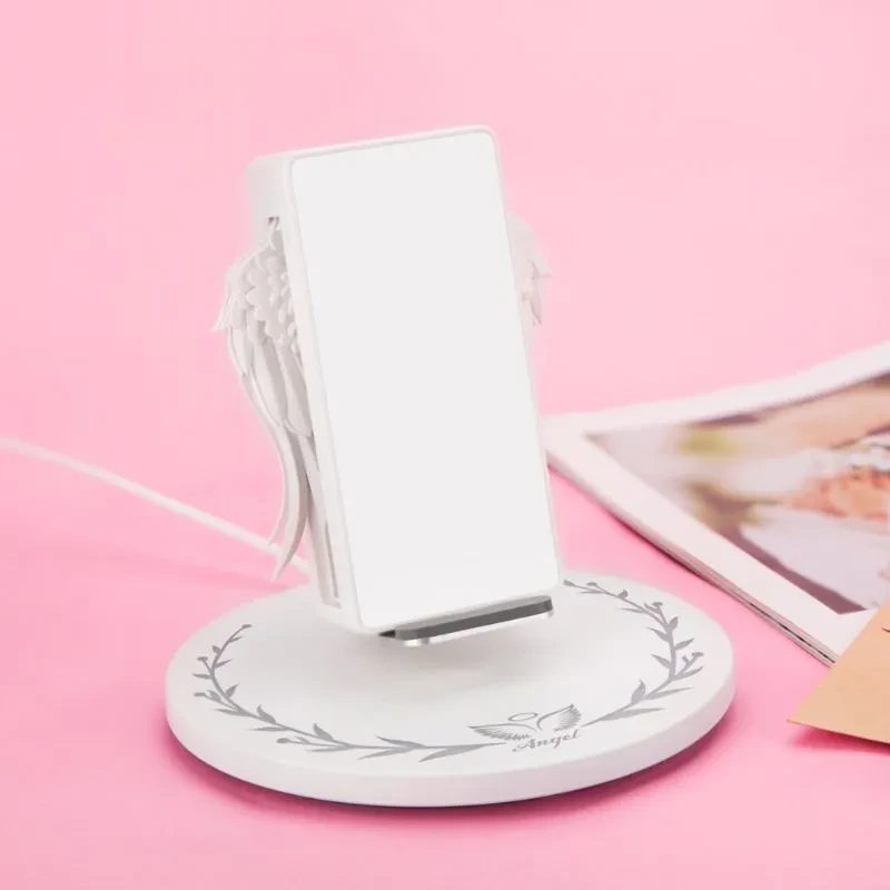 Cargador inalámbrico Qi universal con alas de ángel LED de colores
