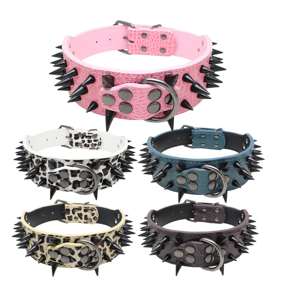 Collar grande para mascotas con remaches a prueba de explosiones y mordeduras