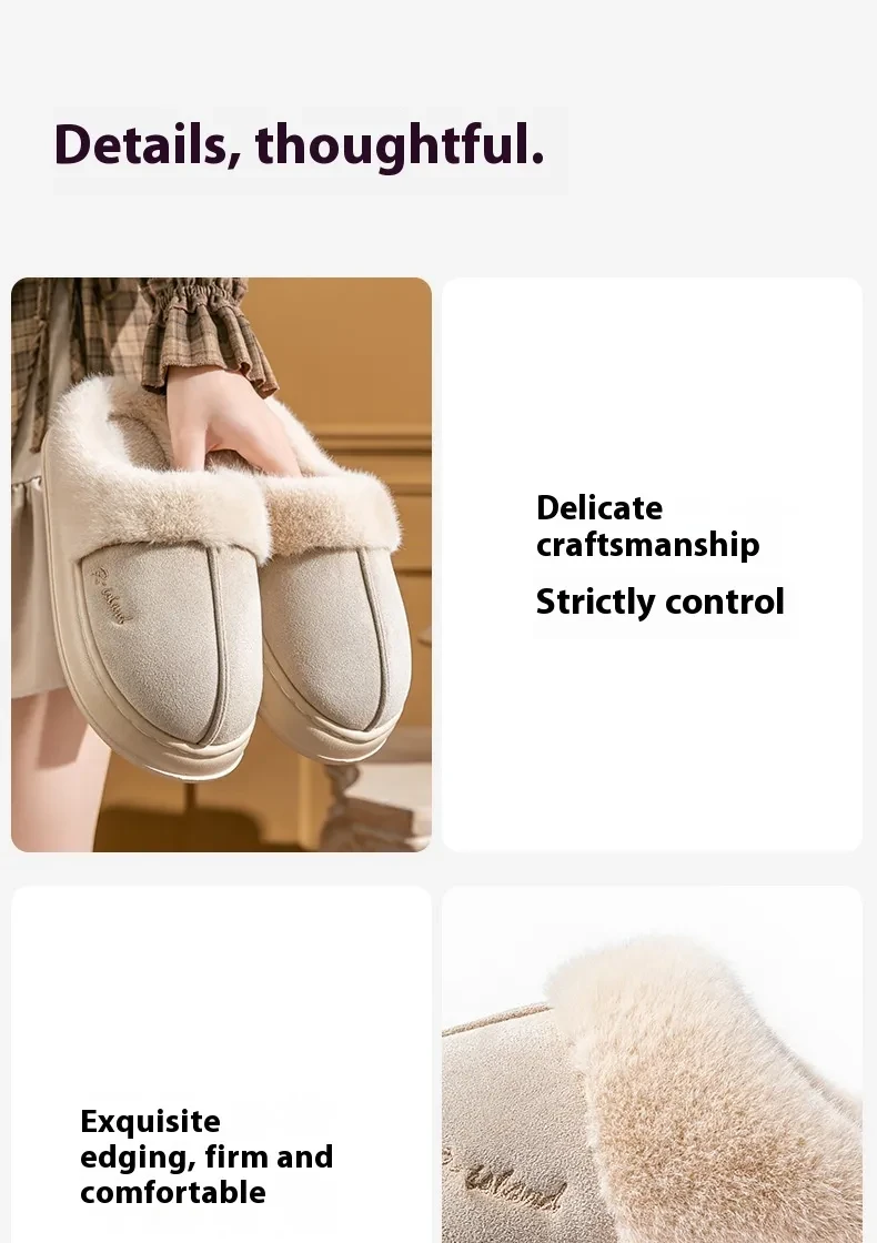 Pantuflas de invierno cálidas y acogedoras para parejas, suaves y antideslizantes, para interiores, de algodón, para el hogar, para mujer y hombre