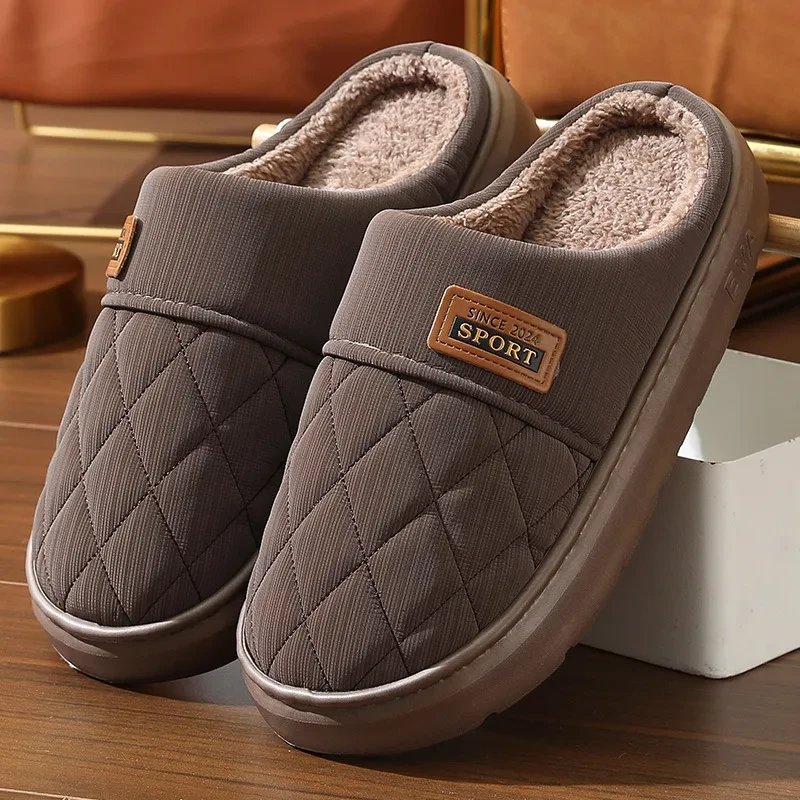 Zapatillas de casa para hombre, cálidas y de felpa, para invierno, antideslizantes, para dormitorio, informales, combinables