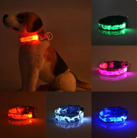 Collar luminoso para perros con diseño de camuflaje para mascotas.