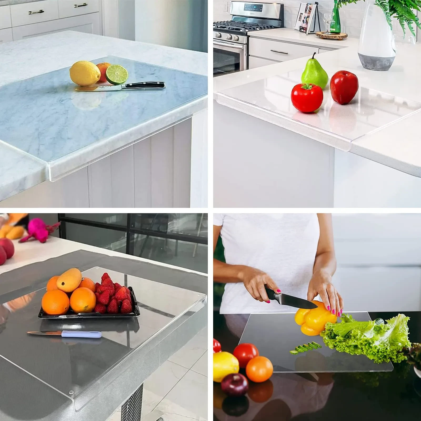 Tabla de cortar acrílica transparente antideslizante para cocina