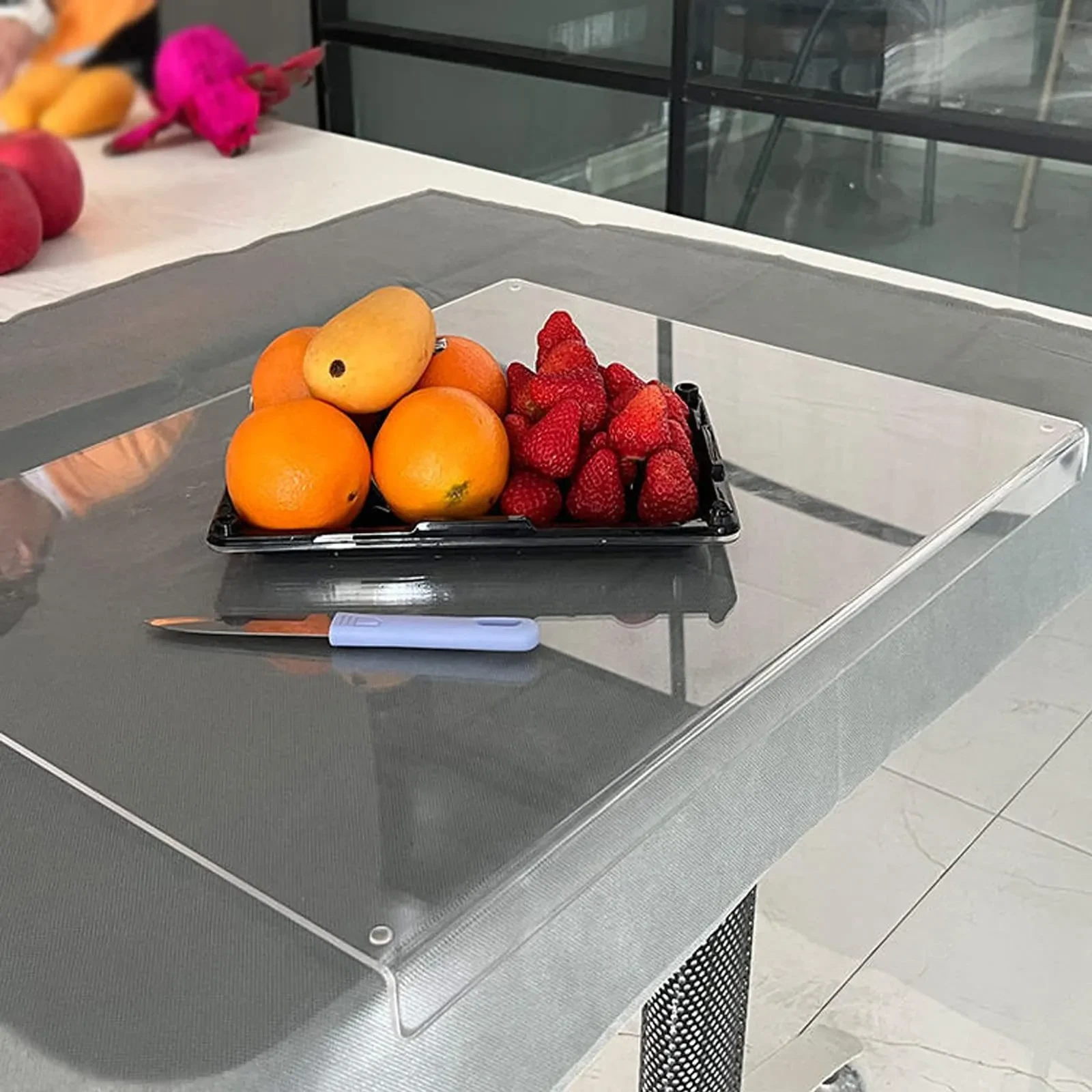 Tabla de cortar acrílica transparente antideslizante para cocina