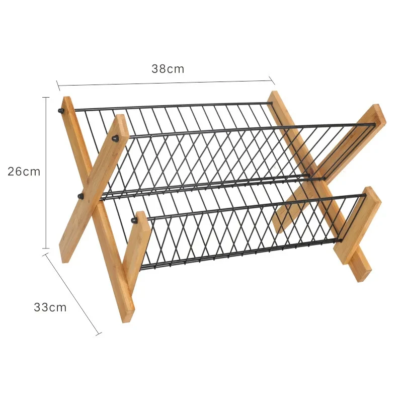 Escurridor de platos plegable de bambú para cocina