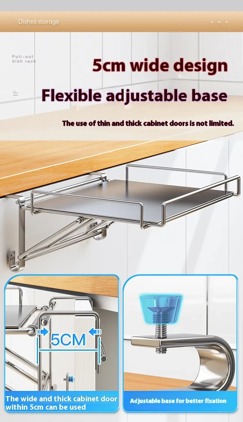 Estante plegable de acero inoxidable para encimeras de cocina