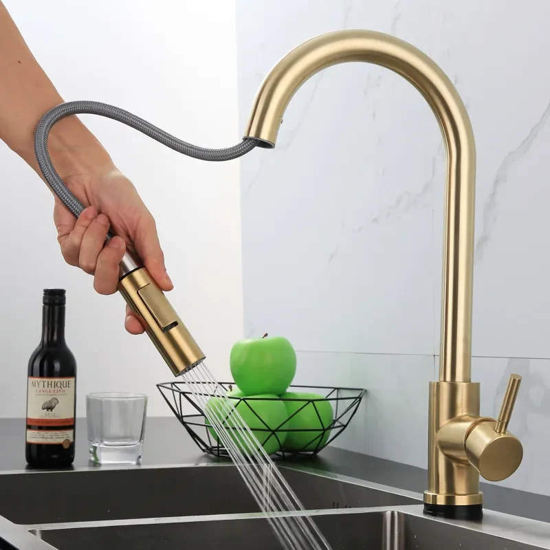 Grifo retráctil extraíble de acero inoxidable para cocina