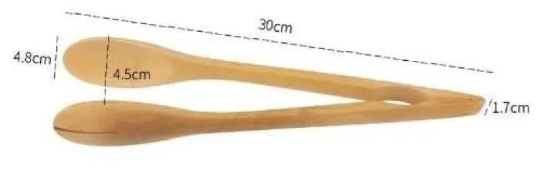 Pinza para alimentos de bambú para cocina, alargada, de madera, 30 cm