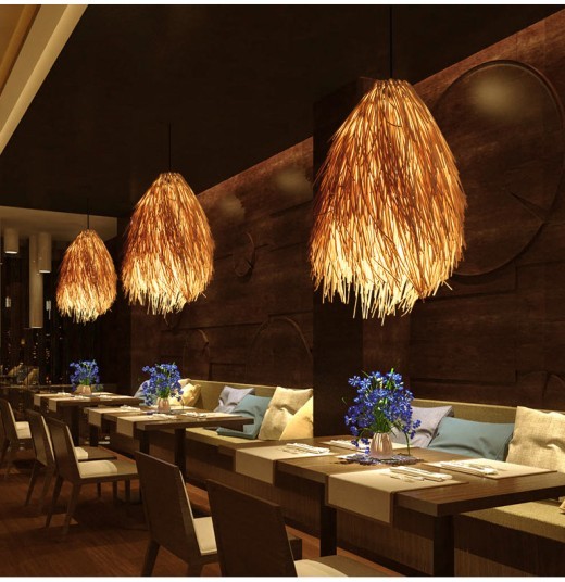 Lámpara de araña de ratán de hotel idílico Lámpara de araña creativa de piñas