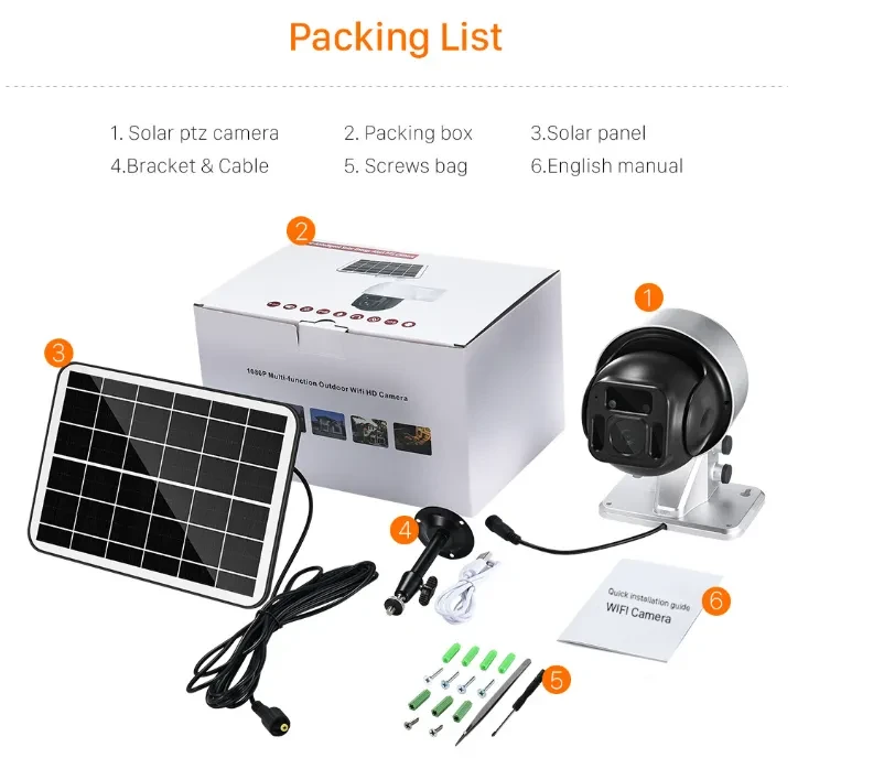 Cámara de vigilancia WiFi inalámbrica con energía solar