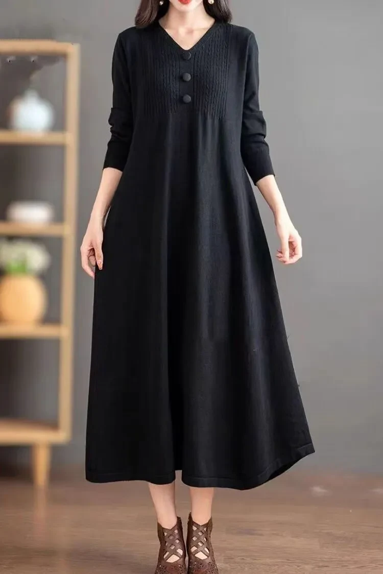 Vestido de lana de punto para mujer nuevo de otoño e invierno